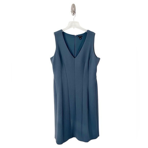 Ann Taylor Mystic Ocean Doublecloth Seamed Flare Dress Style #:402709 Size 14 - Picture 1 of 14